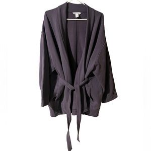 Athleta Belted Wrap Fleece Cardigan In Purple Size L/XL